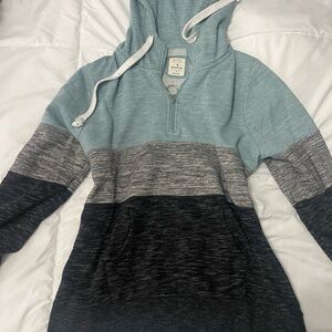 Women's Blue and Gray Colorblock Hoodie